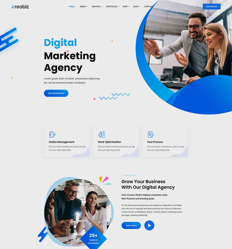 Digital agency WordPress theme demo homepage variant 1